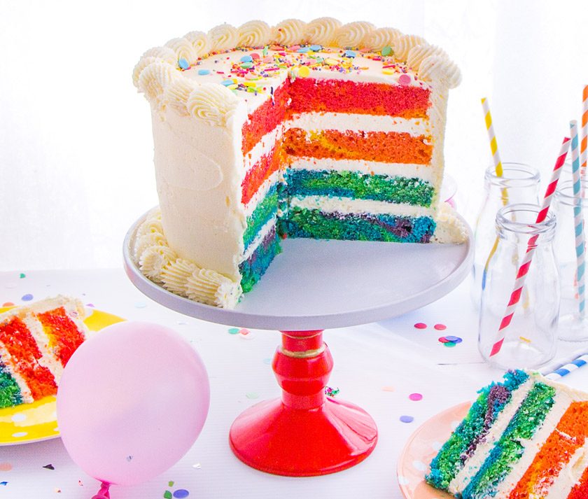 marble rainbow party cake