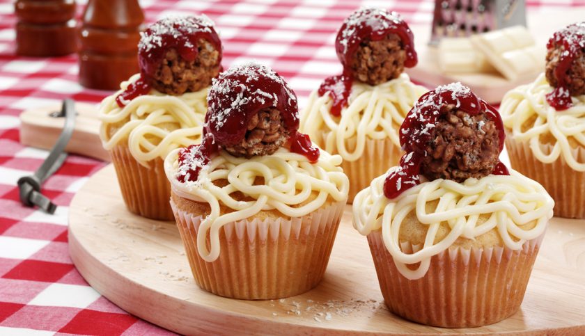 spaghetti & meatball cupcakes