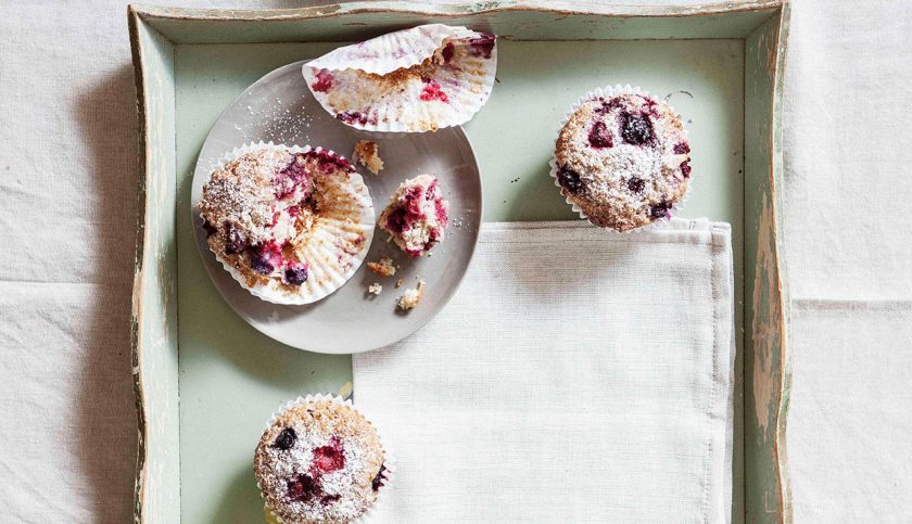 mixed berry coconut muffins