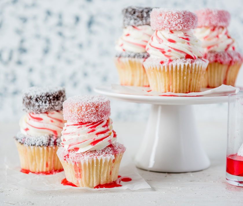 Raspberry Lamington Cupcakes