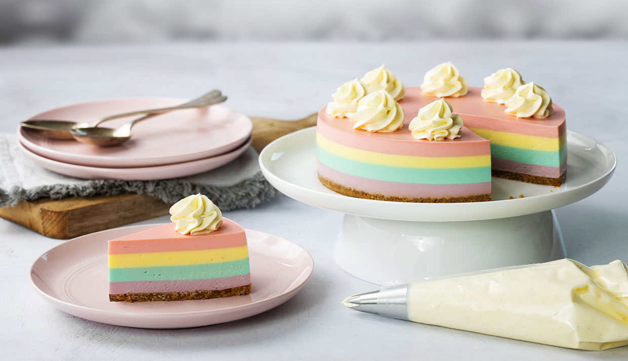Pastel Rainbow Unicorn Cheesecake Recipe | Queen Fine Foods