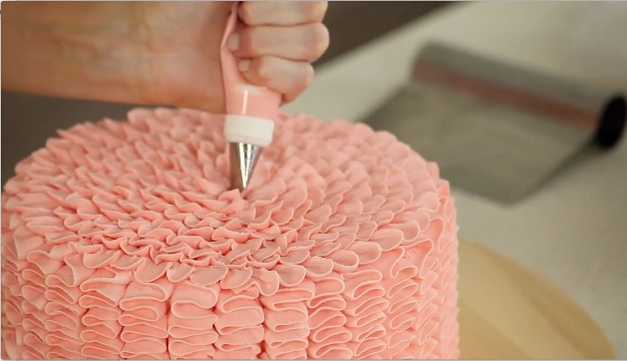 Pink Ombre Ruffle Cake - CakeCentral.com