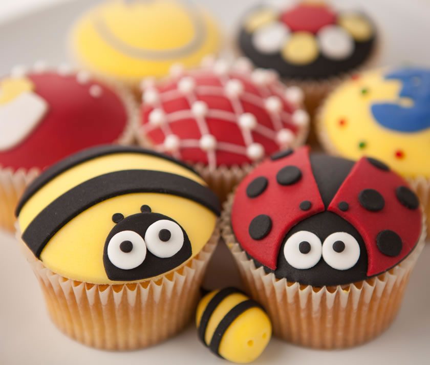 Fondant Beetle and Bee Cupcake Toppers
