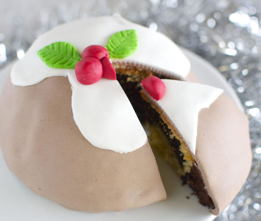 Choc Vanilla Christmas Pudding Cake