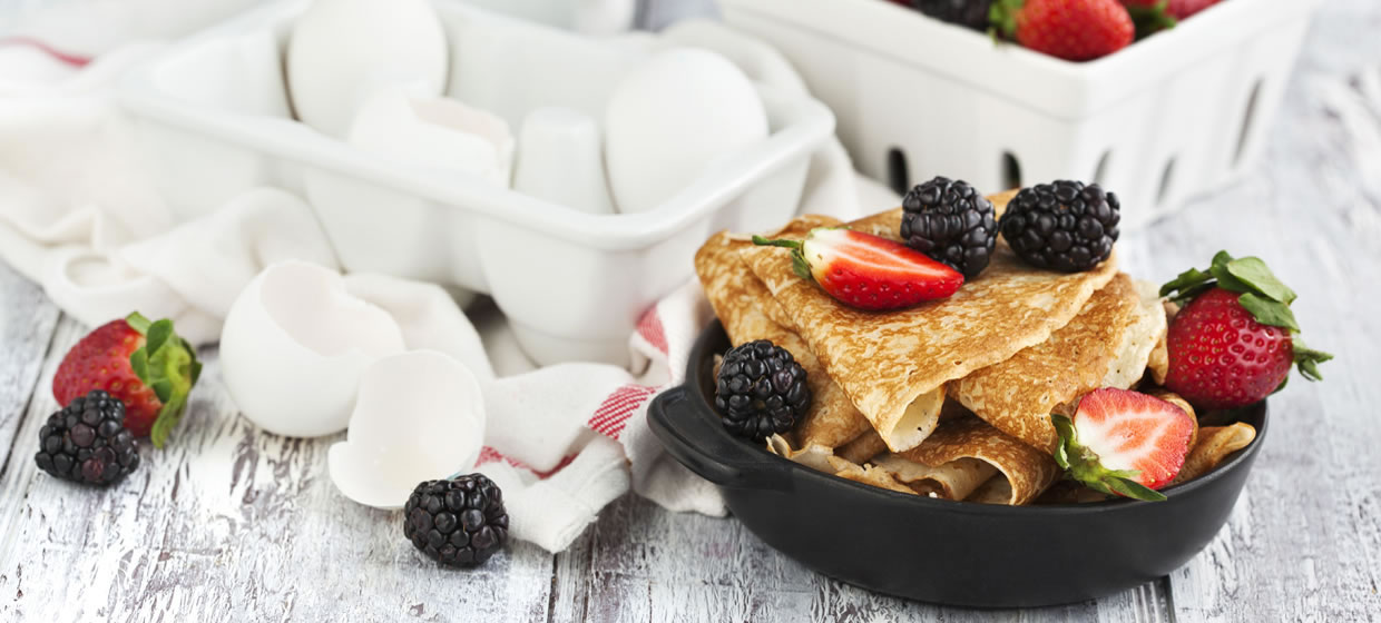 Coconut Crepes with Maple Cream & Berries