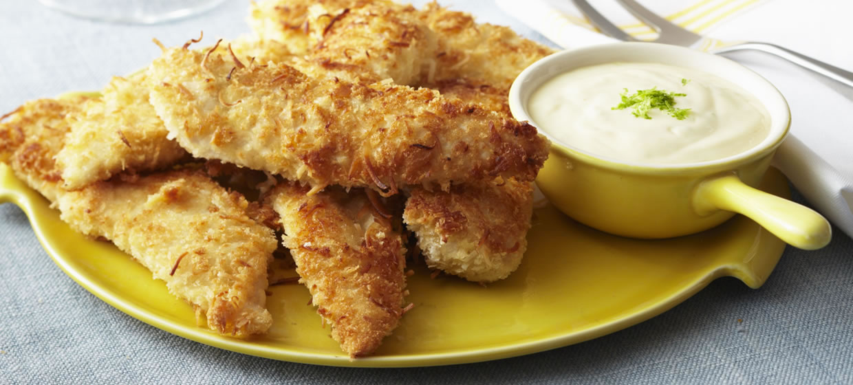 Crispy Coconut Chicken with Coconut and Lime Mayonnaise