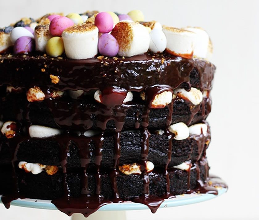 Toasted Marshmallow Chocolate Cake